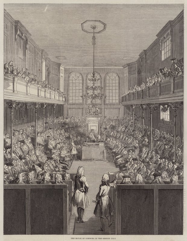 Dolní sněmovna během zasedání 1741-2 (rytina) od English School