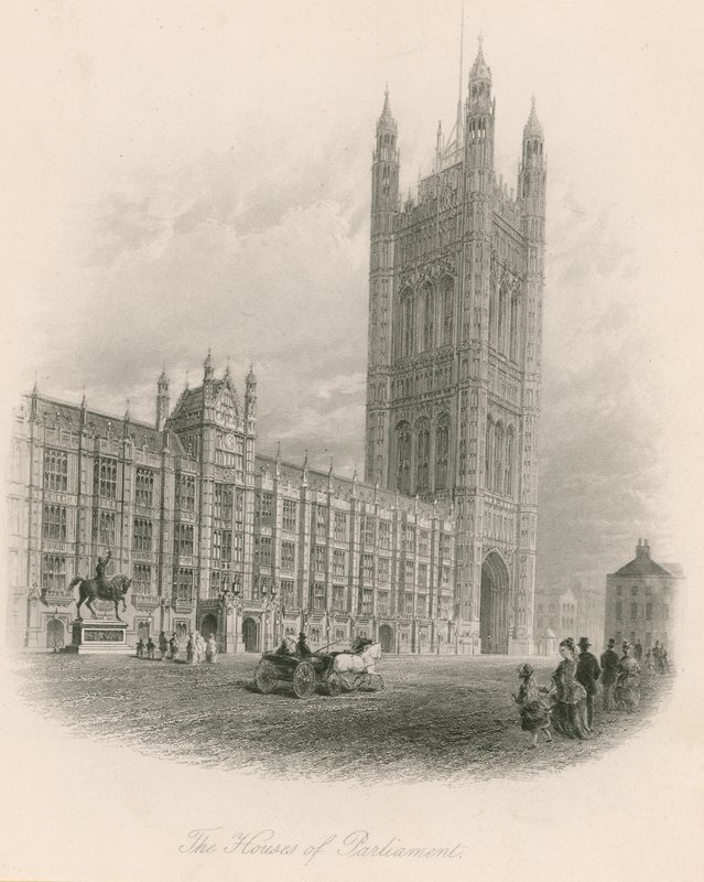The Houses of Parliament, Westminster, Londýn od English School
