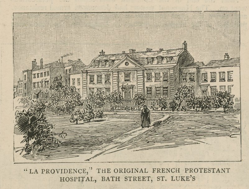 Hugenoti v Anglii: La Providence, původní francouzská protestantská nemocnice, Bath Street, St Lukes od English School