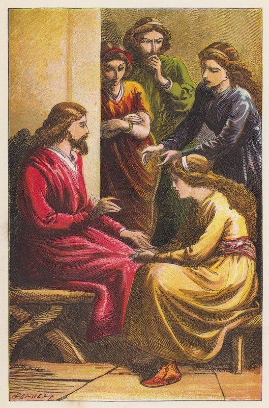 Skromný domov v Betanii (barevná litografie) od English School