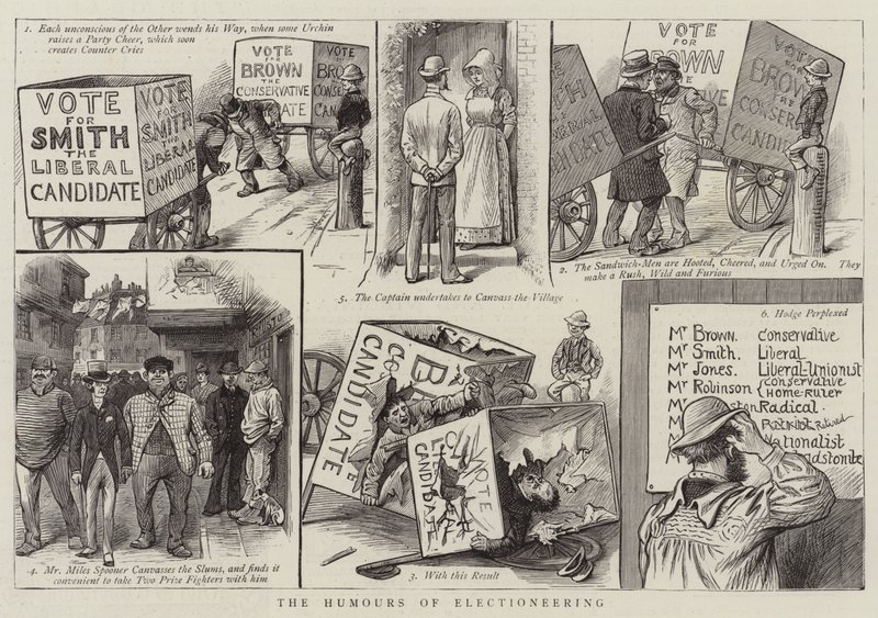 The Humours of Electioneering (rytina) od English School