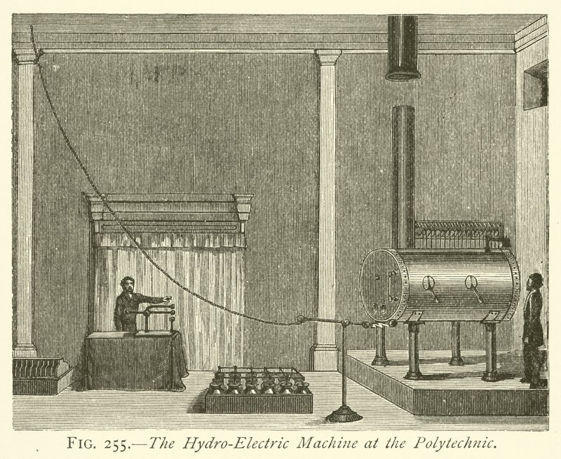 Hydroelektrický stroj na polytechnice (rytí) od English School