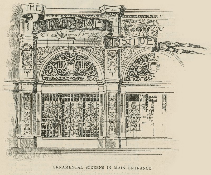 Imperial Institute: Ozdobné obrazovky v hlavním vchodu od English School