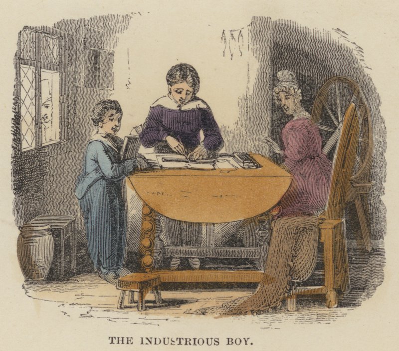 The Industrious Boy (barevná rytina) od English School