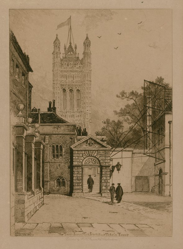 Brána Inigo Jones a Victoria Tower ve Westminster School od English School