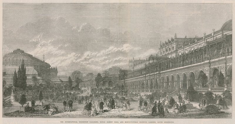 Mezinárodní výstavní galerie, Royal Albert Hall a zahrady zahradnických společností, South Kensington od English School