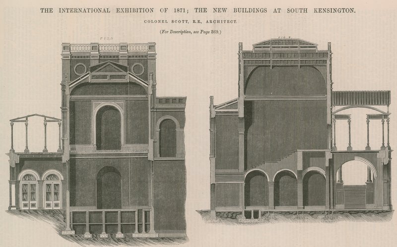 Mezinárodní výstava z roku 1871: Nové budovy v South Kensington od English School