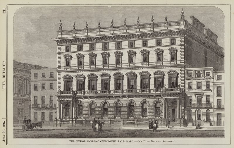 Junior Carlton Club-House, Pall Mall, pan David Brandon, architekt (rytina) od English School