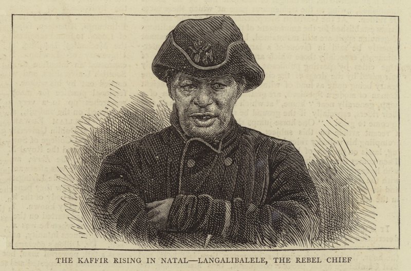 Kaffir povstání v Natal, Langalibalele, Rebel Chief (rytina) od English School