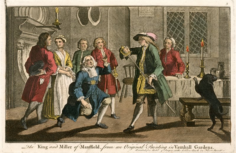 Král a Miller z Mansfieldu, z originálního obrazu ve Vauxhall Gardens od English School