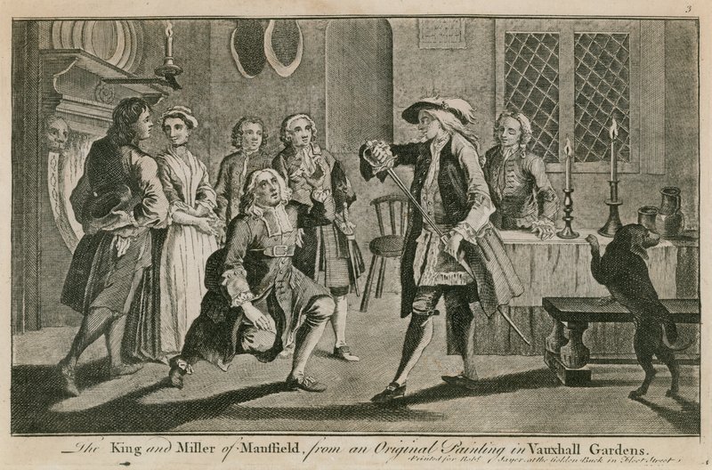 Král a Miller z Mansfieldu z originálního obrazu ve Vauxhall Gardens v Londýně od English School