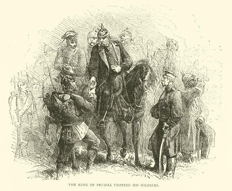 Pruský král na návštěvě u svých vojáků, srpen 1870 od English School