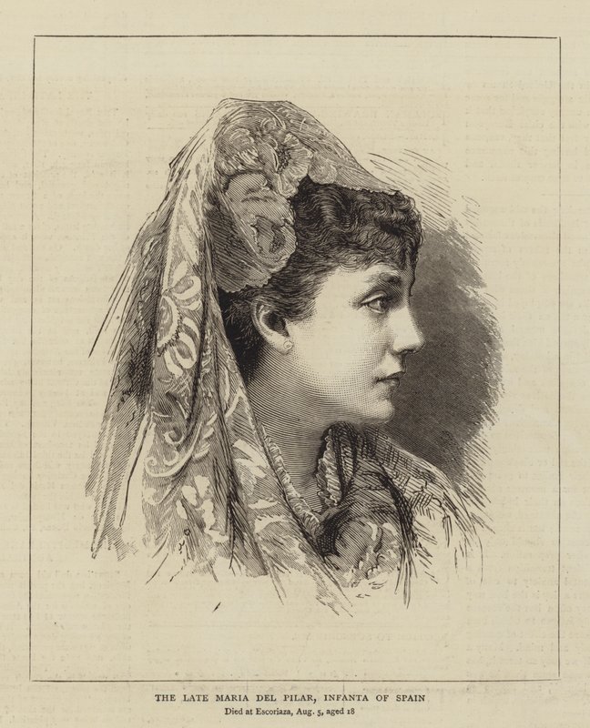 Late Maria del Pilar, Infanta ze Španělska (rytina) od English School