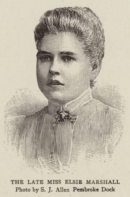 Zesnulá slečna Elsie Marshallová (rytina) od English School