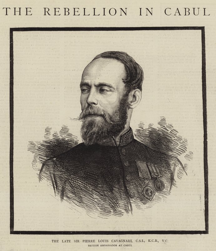Zesnulý sir Pierre Louis Cavagnari, CSI, KCB, VC (rytina) od English School