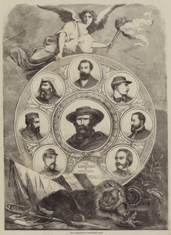 Osvoboditelé jižní Itálie (rytina) od English School