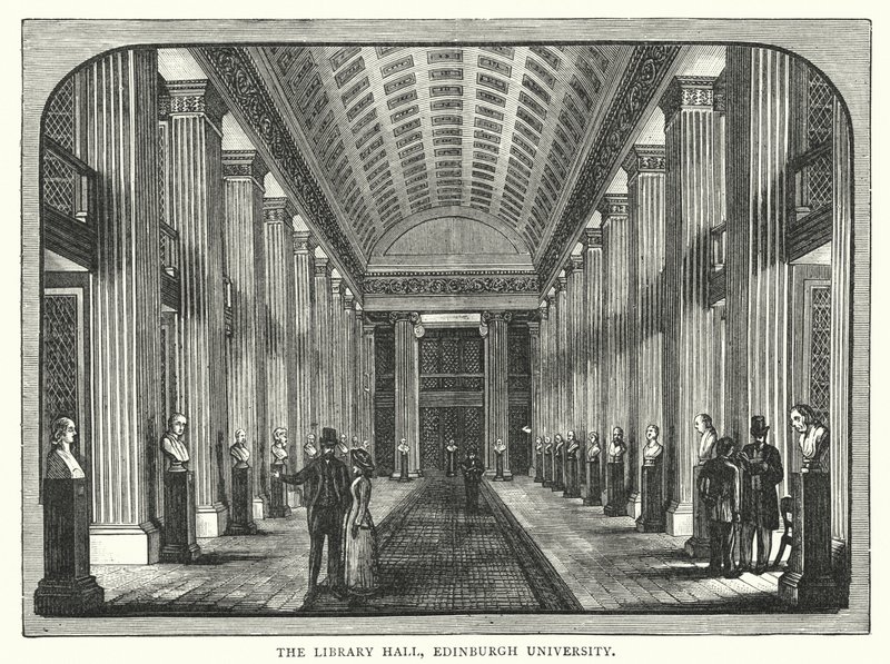 The Library Hall, Edinburgh University (rytina) od English School