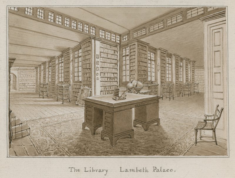 Knihovna, Lambeth Palace, Londýn (wc na papíře) od English School