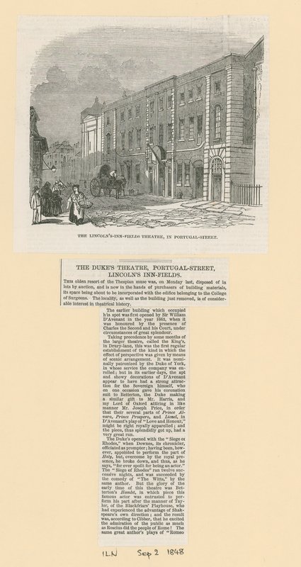 Lincolns Inn Fields Theatre v Portugal Street od English School