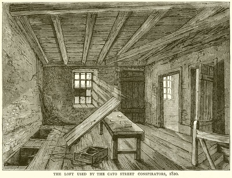 Loft používaný Cato Street Conspirators, 1820 od English School