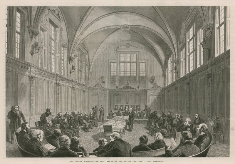 London School Boards nové kanceláře na nábřeží Temže od English School