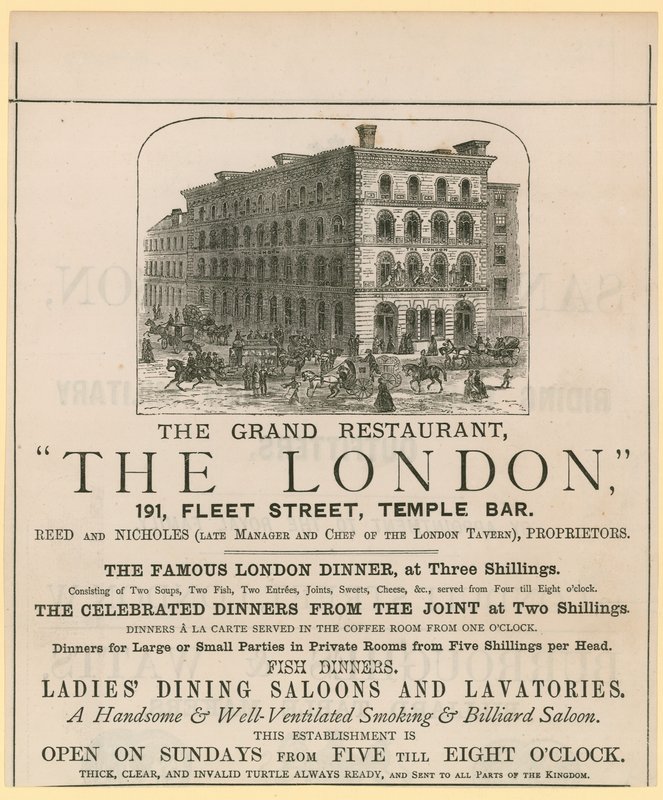 The London, restaurace, 191 Fleet Street, Temple Bar od English School