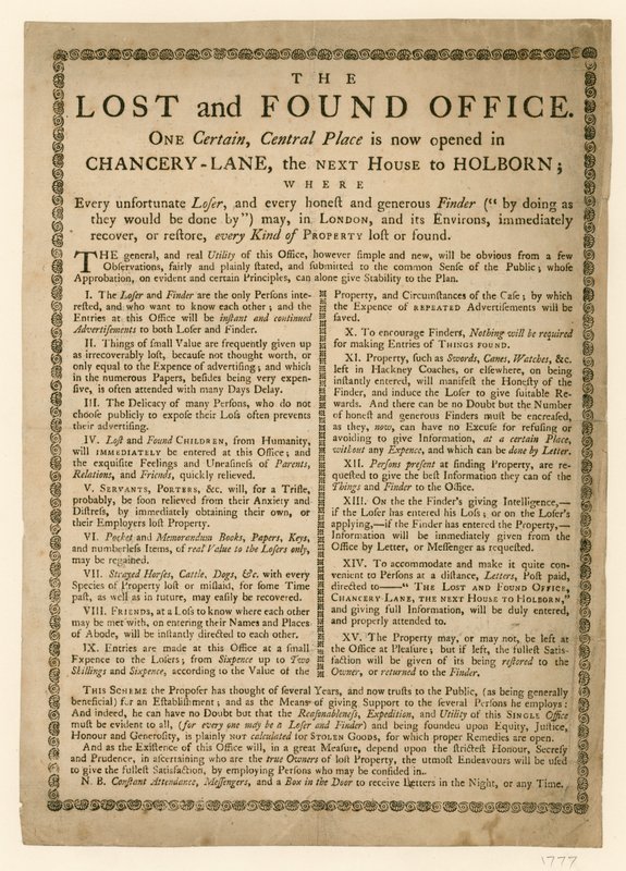 Kancelář ztrát a nálezů, Chancery Lane, Londýn od English School
