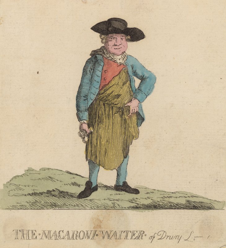 Macaroni číšník z Drury Lane, Londýn od English School