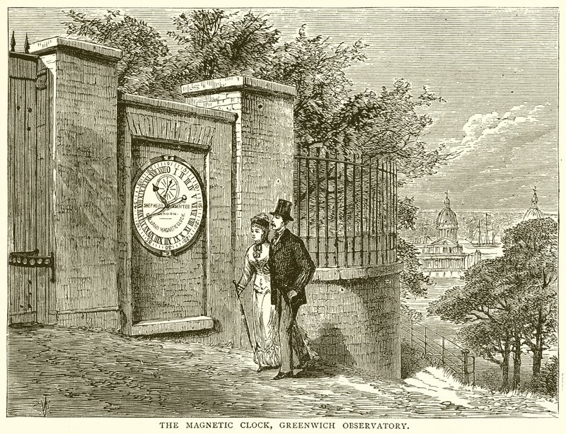 Magnetické hodiny, observatoř Greenwich od English School