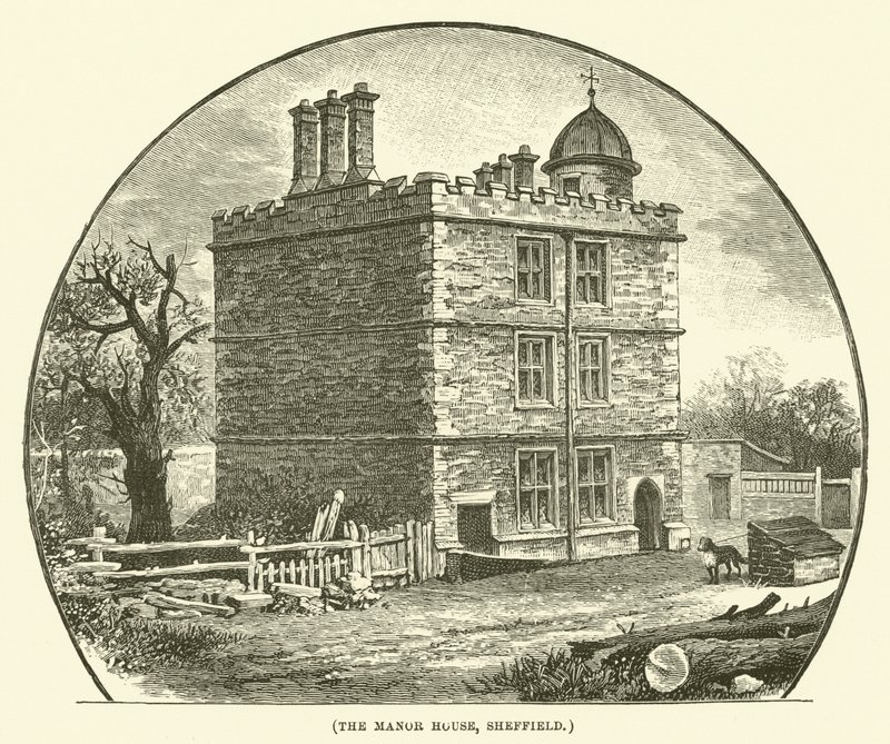 The Manor House, Sheffield (rytina) od English School