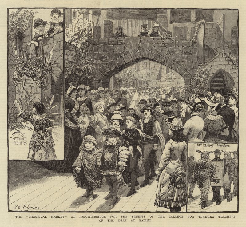 „Mediaeval Market“ v Knightsbridge ve prospěch College pro školení učitelů neslyšících v Ealingu od English School