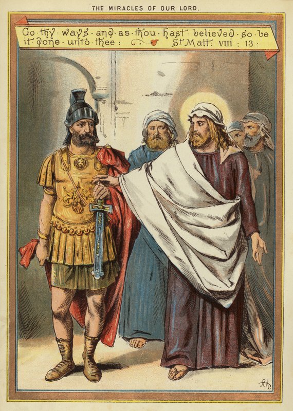 Zázraky Krista: uzdravení ochrnutého služebníka setníka, který má velkou víru (chromolitho) od English School