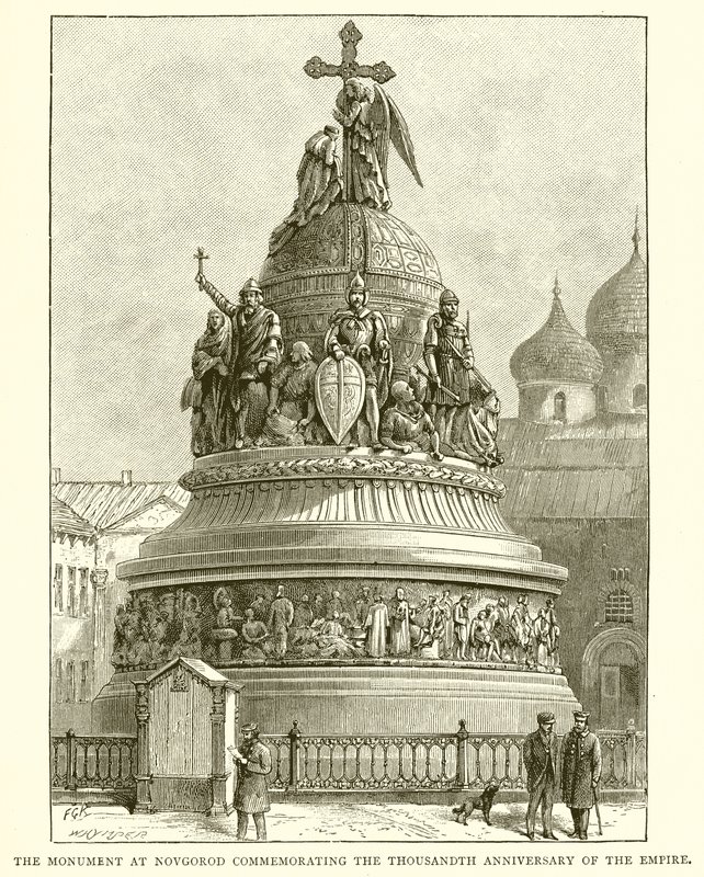 Památník v Novgorodu připomínající tisícileté výročí císařství, 1862 od English School