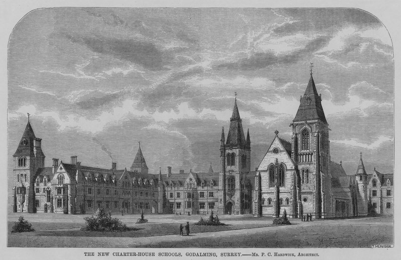 The New Charter House Schools, Godalming, Surrey (rytina) od English School