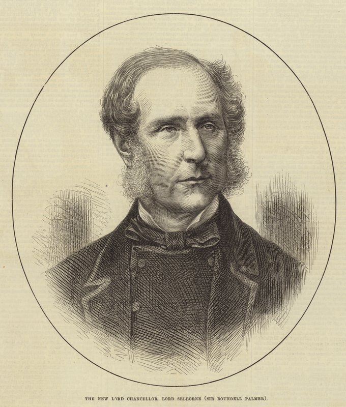 Nový lord kancléř, lord Selborne (Sir Roundell Palmer) (rytina) od English School