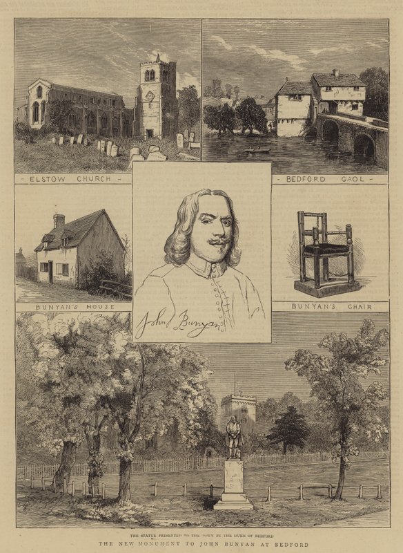 Nový památník Johna Bunyana v Bedfordu (rytina) od English School