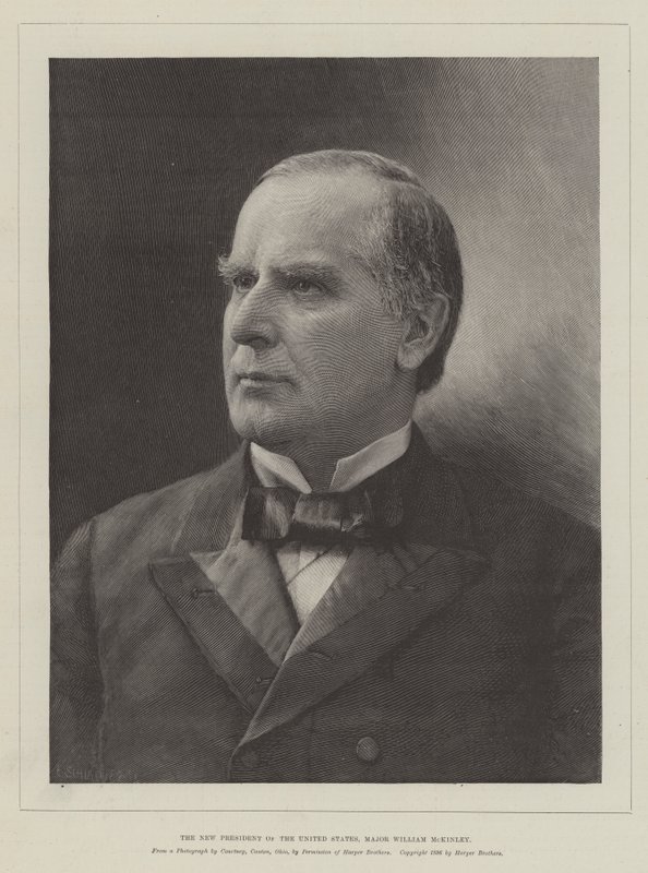 Nový prezident Spojených států, major William McKinley (rytina) od English School