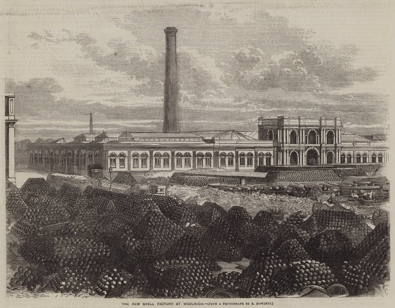 The New Shell Factory ve Woolwichi (rytina) od English School
