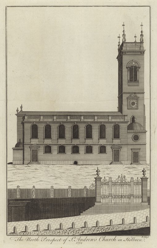 North Prospect of St Andrews Church v Holbornu od English School
