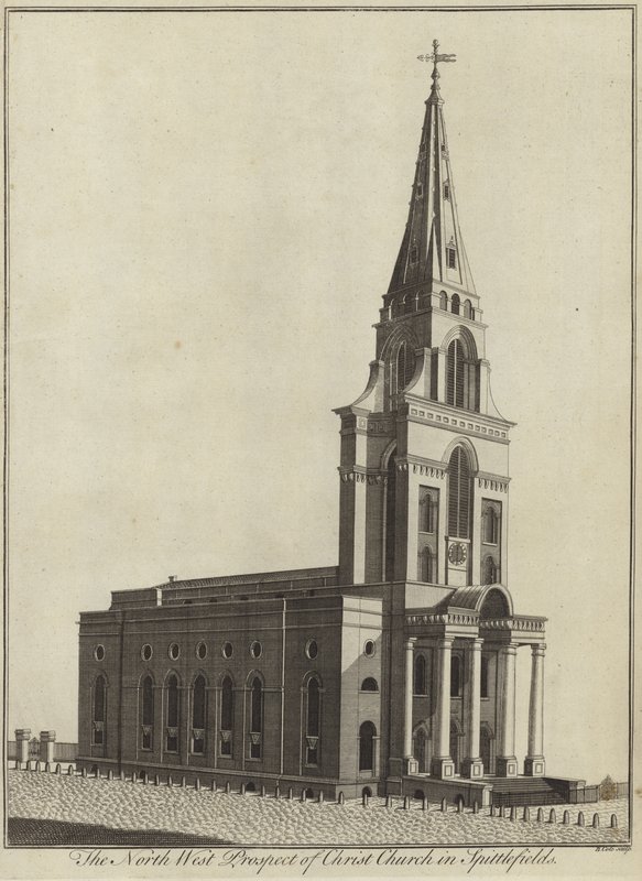 North West Prospect of Christ Church v Spitalfields v Londýně od English School