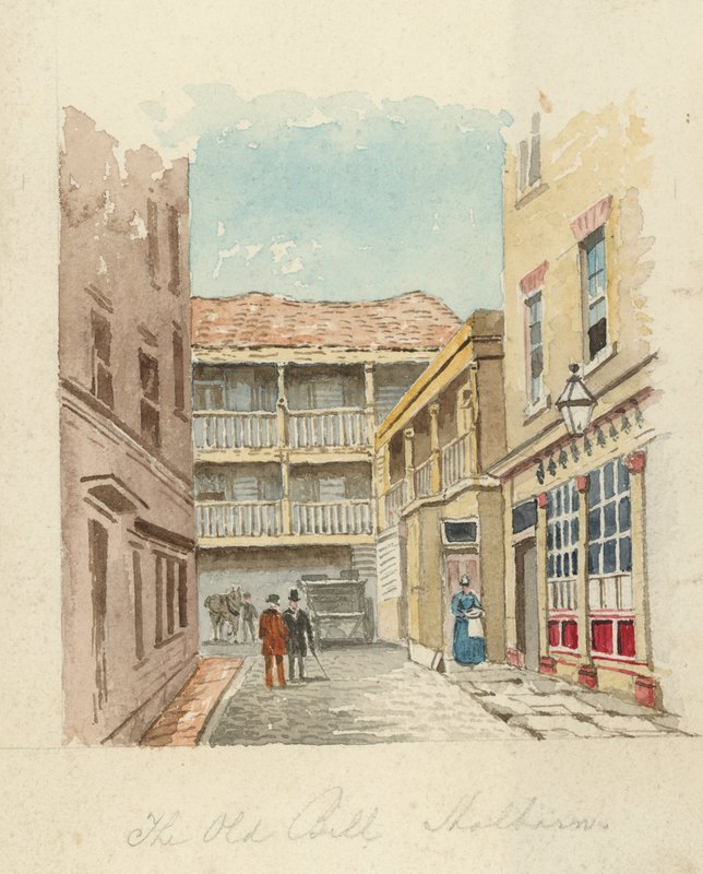 The Old Bell Inn, Holborn, Londýn (wc na papíře) od English School