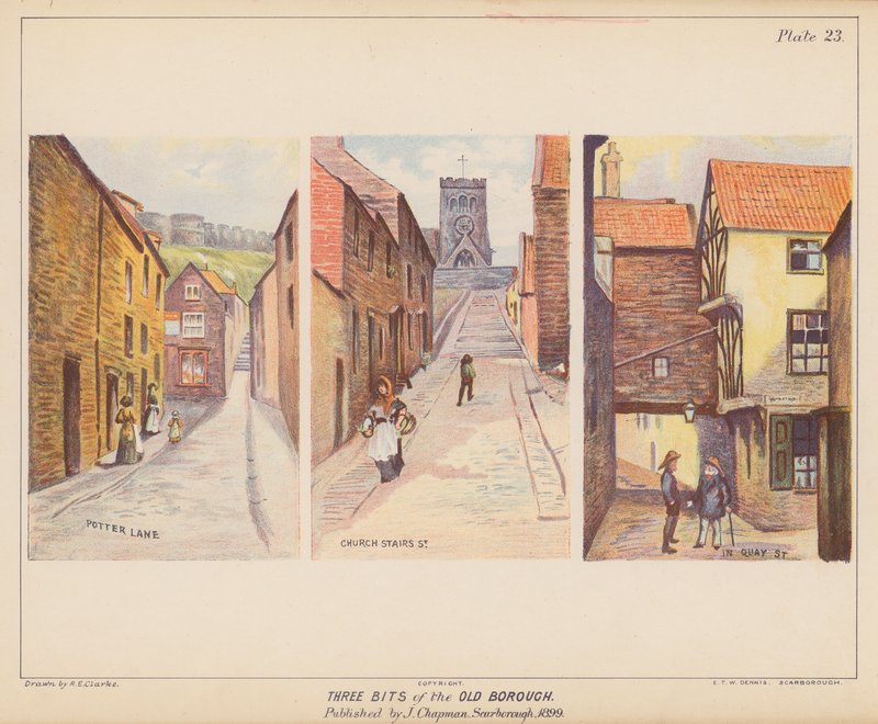 The Old Borough, Scarborough (barevná litografie) od English School