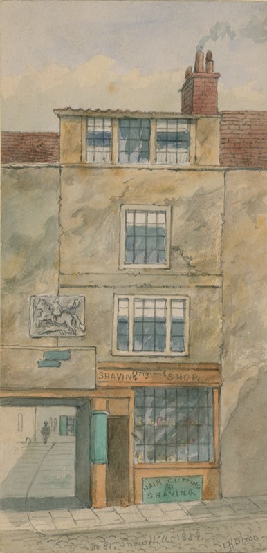 The Old George Inn, Snow Hill, Londýn, v roce 1854 (wc na papíře) od English School