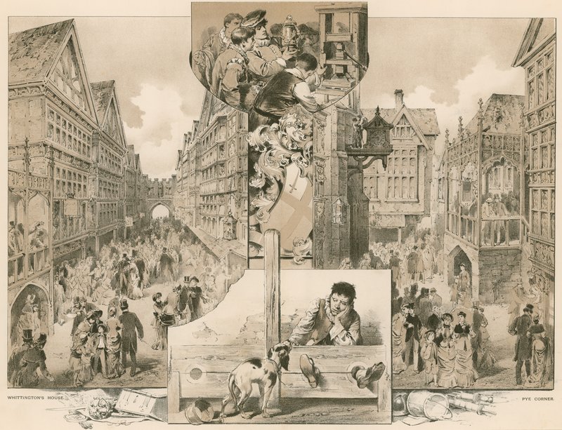 Old London Street na výstavě zdraví; Whittingtons House, Pye Corner od English School