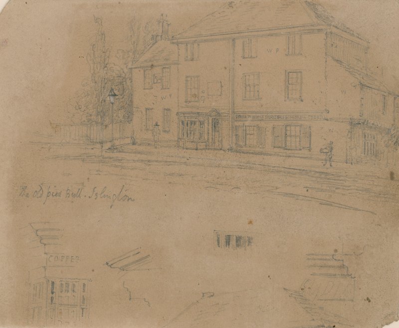 The Old Pied Bull Inn, Islington (inkoust na papíře) od English School