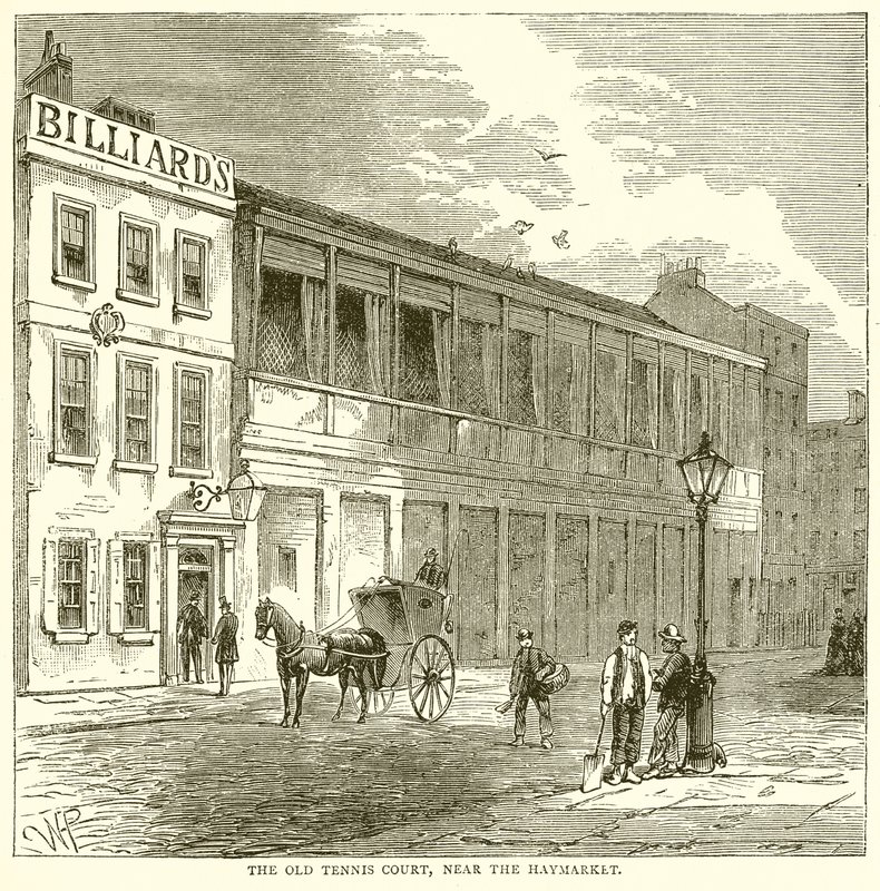 Starý tenisový kurt, poblíž Haymarket od English School