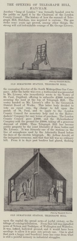 Otevření Telegraph Hill, Hatcham (rytina) od English School