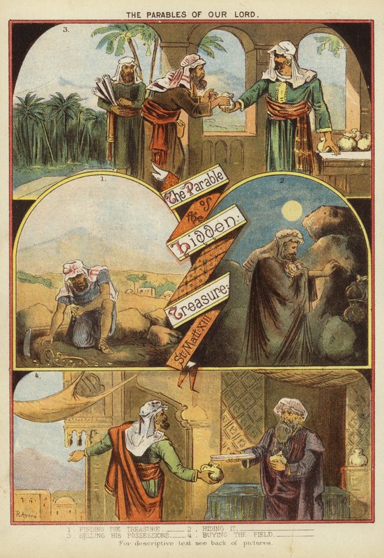 Podobenství o Kristu: Podobenství o skrytém pokladu (chromolitho) od English School