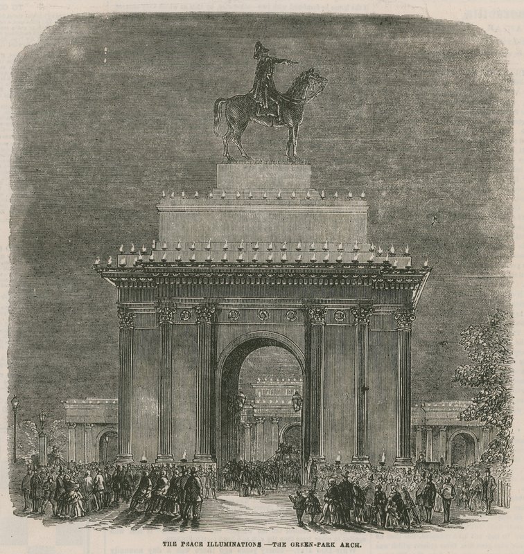 Osvětlení míru v Green Park Arch od English School