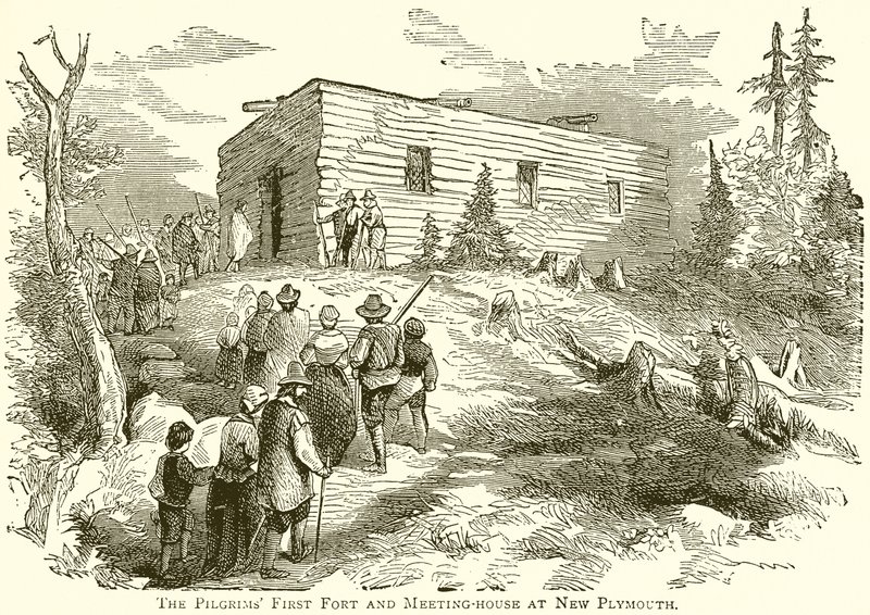 The Pilgrims First Fort and Meeting-House v New Plymouth od English School
